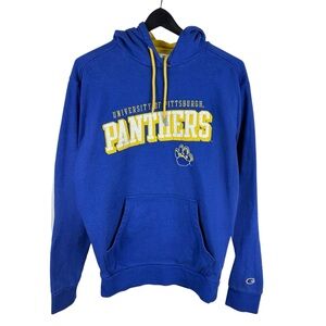 Mens Y2K Champion Pitt Panthers Blue College Pullover Hoodie Size S
